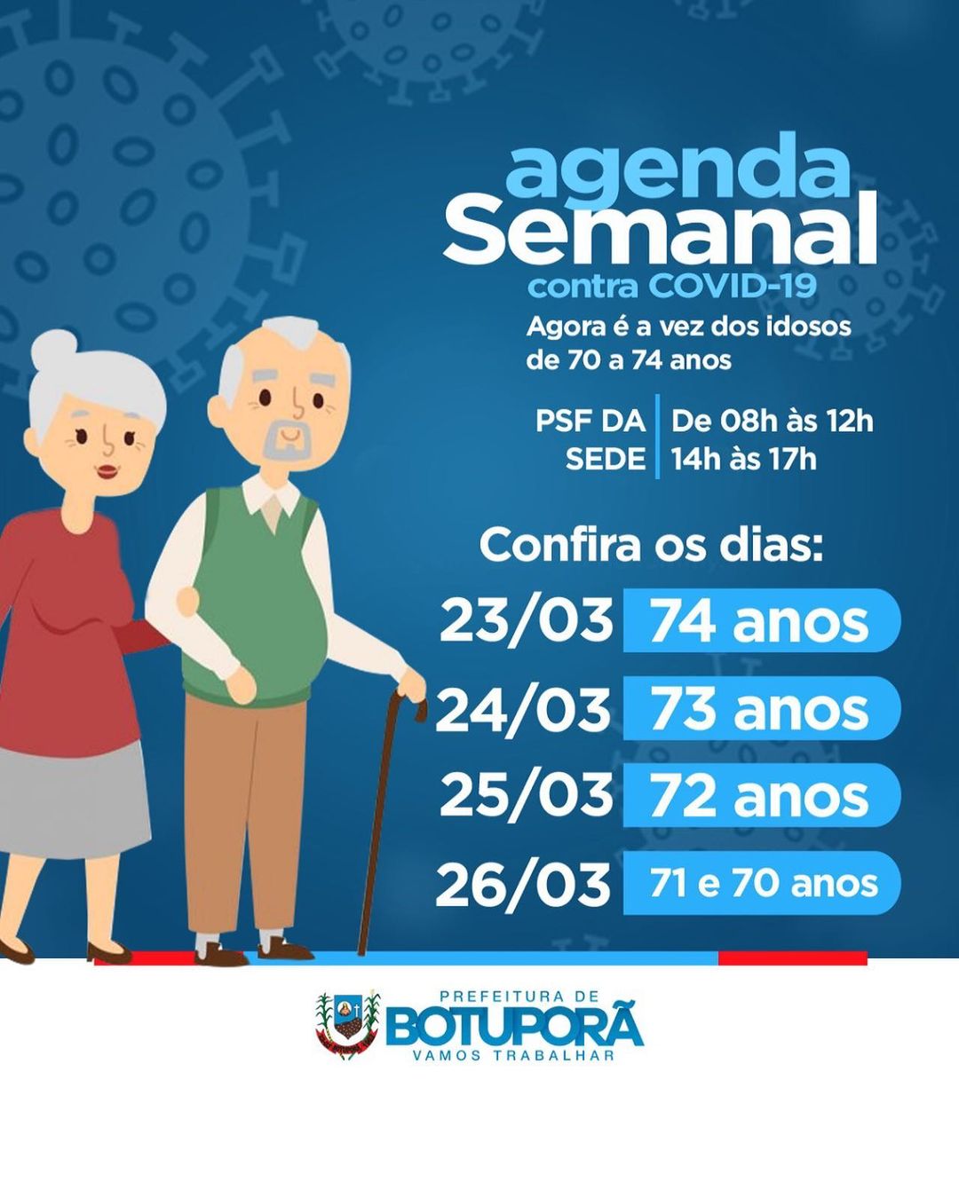 vacinação de idosos com 74 anos