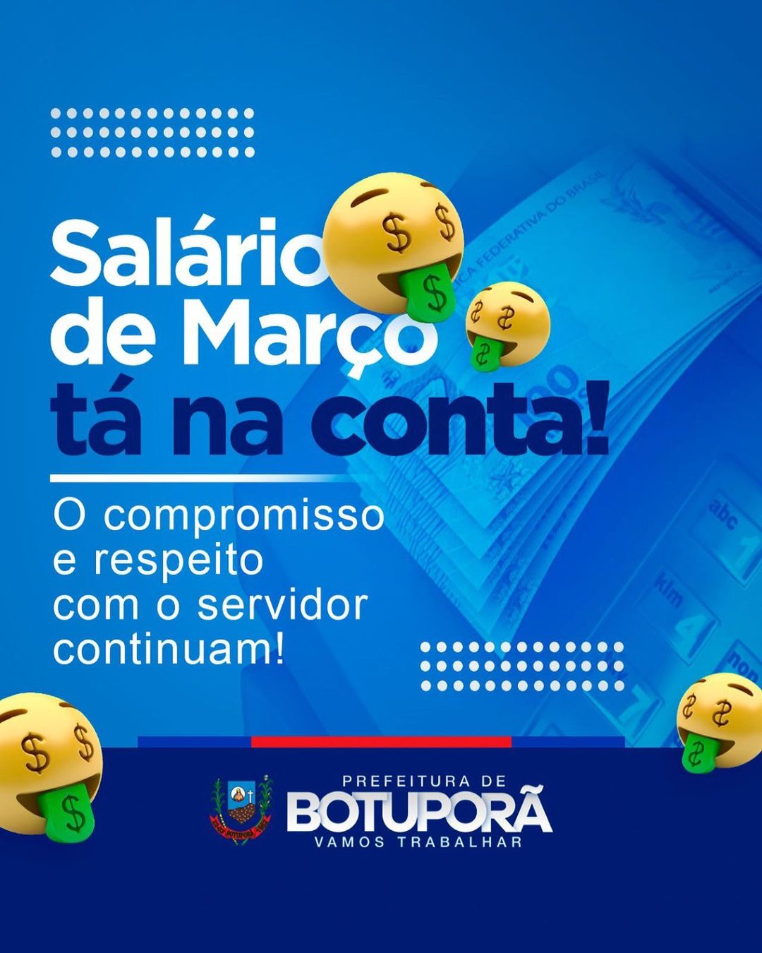 salário dos servidores já tá na conta!