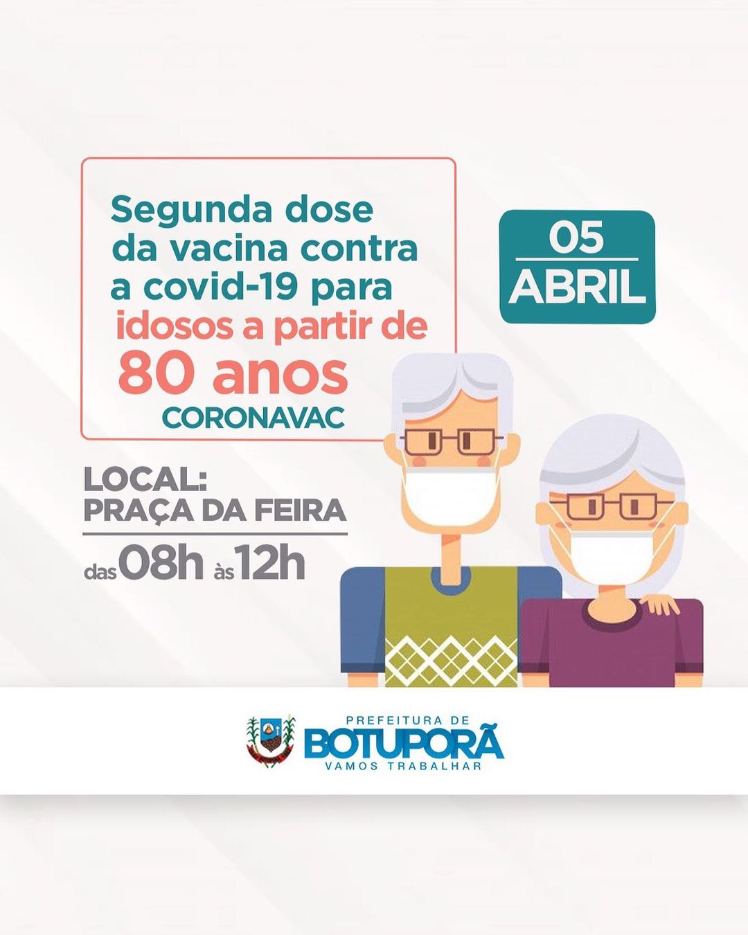 Segunda dose para idosos a partir de 80 anos