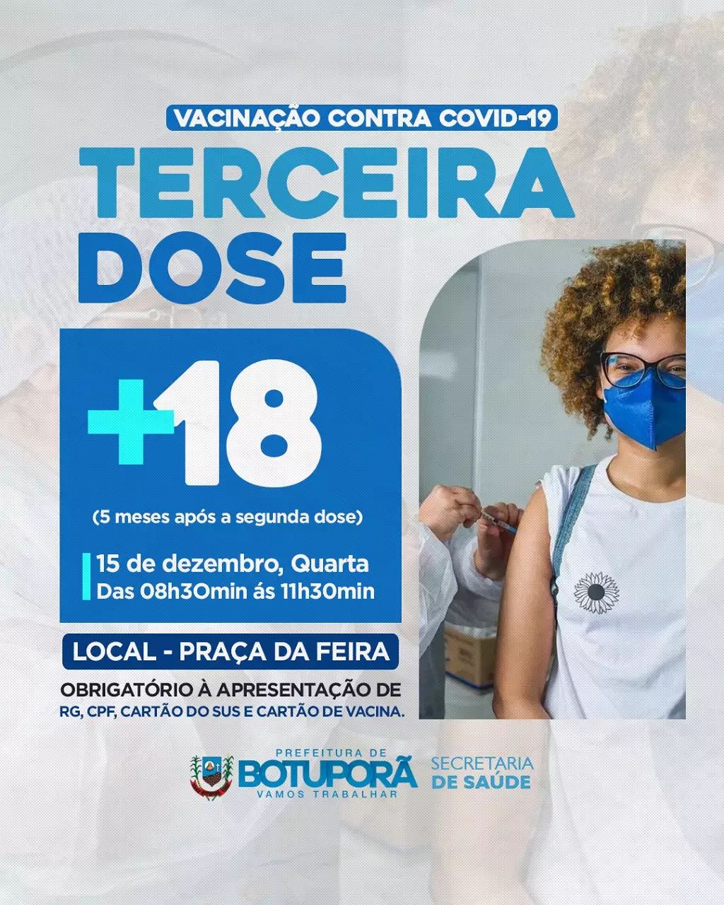 TERCEIRA DOSE DA VACINA CONTRA COVID-19 (+18 ANOS)