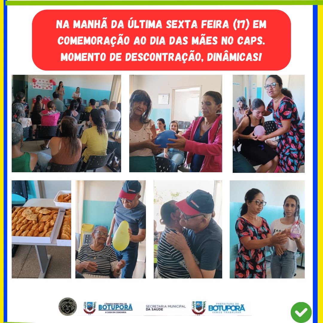 NA MANHÃ DA ÚLTIMA SEXTA FEIRA (17) EM COMEMORAÇÃO AO DIA DAS MÃES NO CAPS. MOMENTO DE DESCONTRAÇÃO, DINÂMICAS!