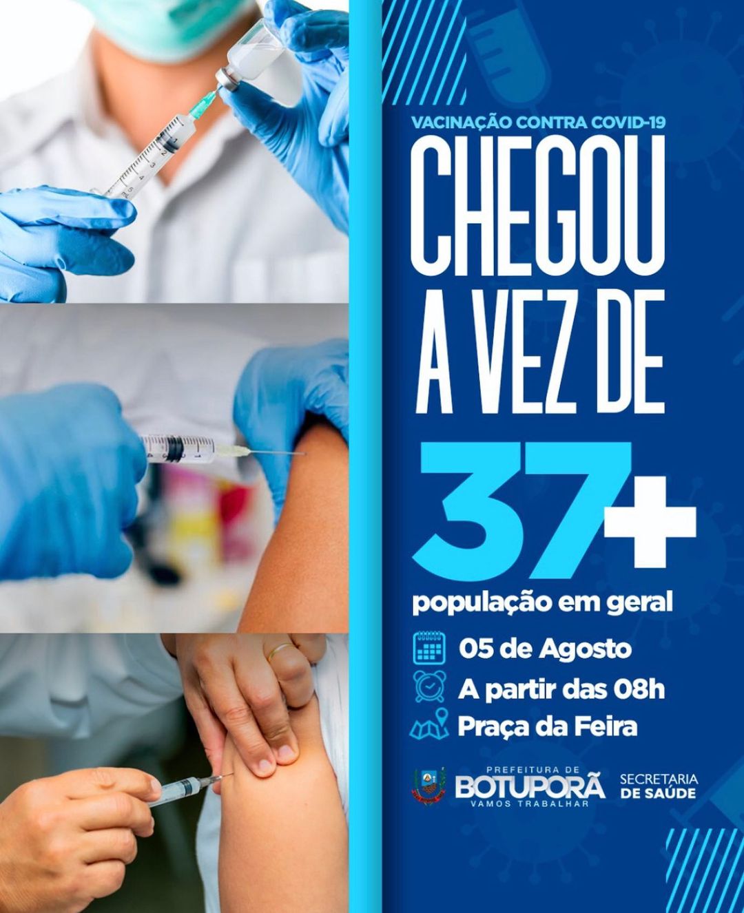 Chegou a vez das pessoas sem comorbidades a partir de 37 anos.💉
