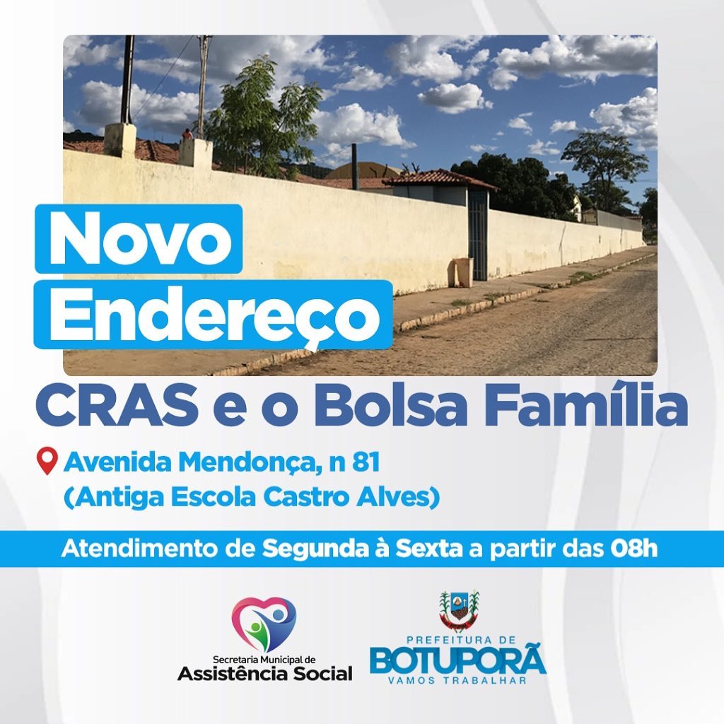 NOVO ENDEREÇO (CRAS E BOLSA FAMÍLIA)